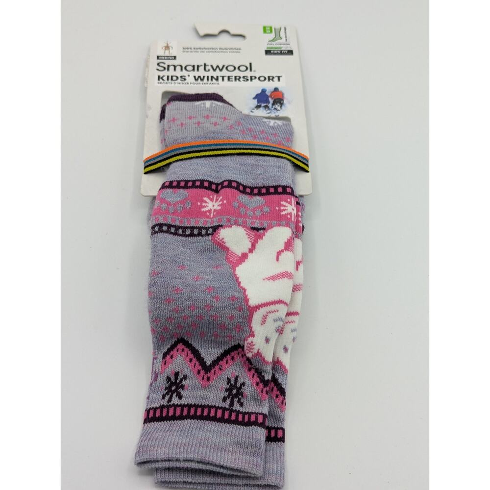 Smartwool Wintersport Full Cushion Polar Bear Kids Sz 12-2.5 Over the Calf Socks